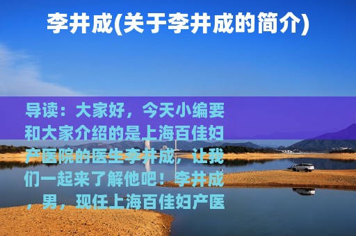 李井成(关于李井成的简介)