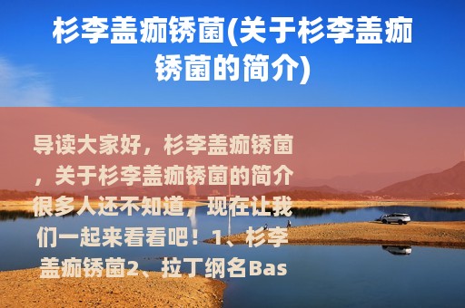 杉李盖痂锈菌(关于杉李盖痂锈菌的简介)