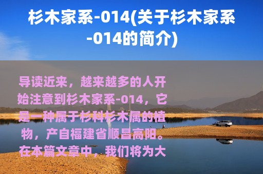 杉木家系-014(关于杉木家系-014的简介)
