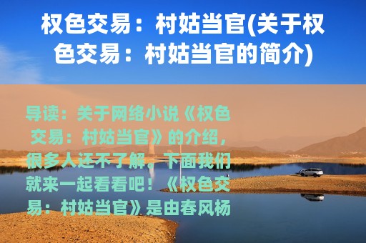 权色交易：村姑当官(关于权色交易：村姑当官的简介)