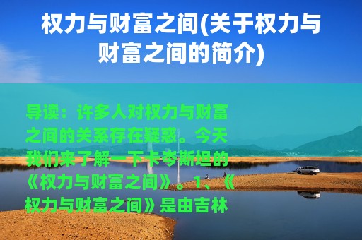 权力与财富之间(关于权力与财富之间的简介)