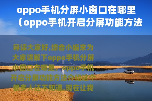 oppo手机分屏小窗口在哪里（oppo手机开启分屏功能方法介绍）