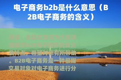 电子商务b2b是什么意思（B2B电子商务的含义）