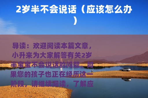 2岁半不会说话（应该怎么办）