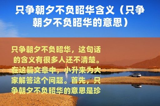 只争朝夕不负昭华含义（只争朝夕不负昭华的意思）