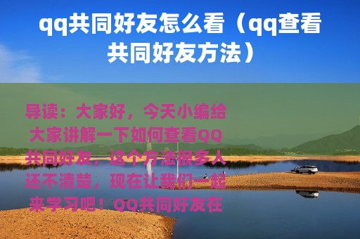 qq共同好友怎么看（qq查看共同好友方法）