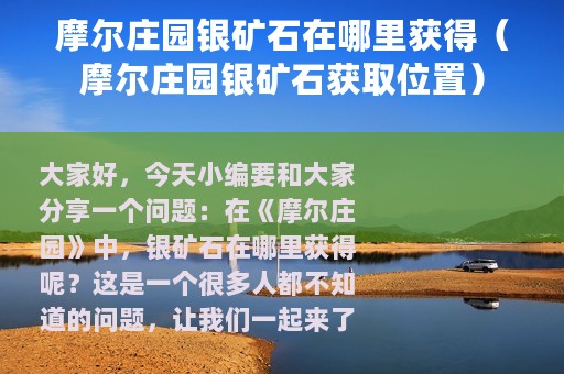 摩尔庄园银矿石在哪里获得（摩尔庄园银矿石获取位置）