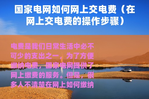 国家电网如何网上交电费（在网上交电费的操作步骤）