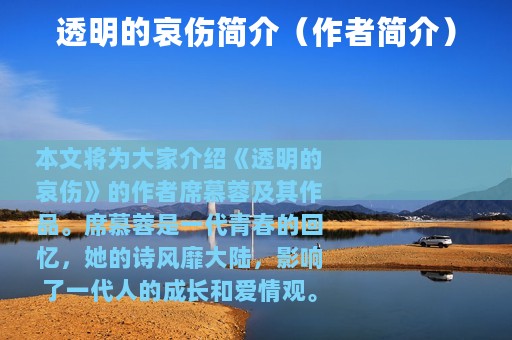 透明的哀伤简介（作者简介）