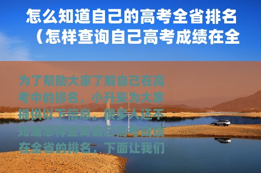 怎么知道自己的高考全省排名（怎样查询自己高考成绩在全省的排名）
