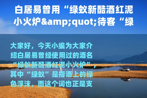 白居易曾用“绿蚁新酷酒红泥小火炉"待客“绿蚁”是指（支付宝蚂蚁庄园2月22日答案）