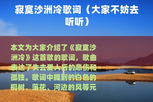 寂寞沙洲冷歌词（大家不妨去听听）