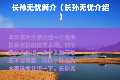 长孙无忧简介（长孙无忧介绍）