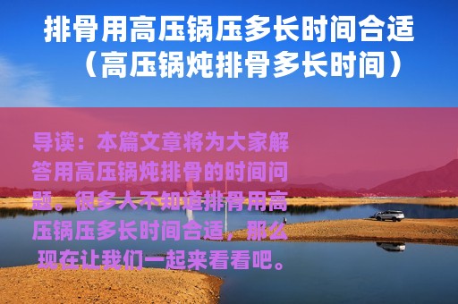 排骨用高压锅压多长时间合适（高压锅炖排骨多长时间）