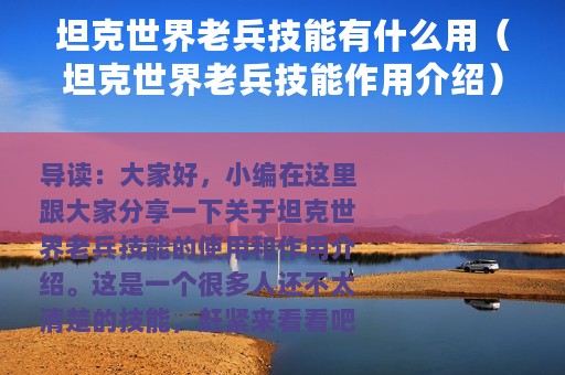 坦克世界老兵技能有什么用（坦克世界老兵技能作用介绍）