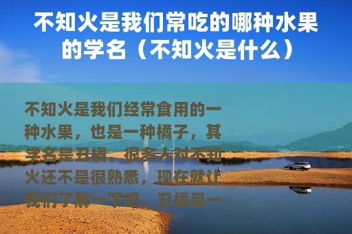 不知火是我们常吃的哪种水果的学名（不知火是什么）