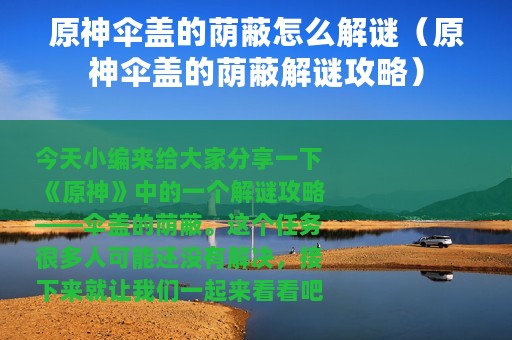 原神伞盖的荫蔽怎么解谜（原神伞盖的荫蔽解谜攻略）