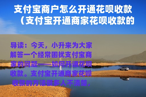 支付宝商户怎么开通花呗收款（支付宝开通商家花呗收款的方法）