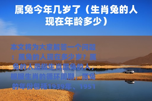 属兔今年几岁了（生肖兔的人现在年龄多少）