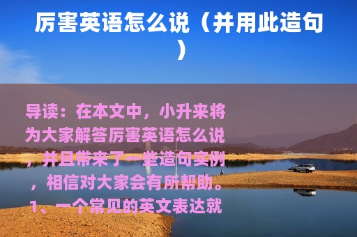 厉害英语怎么说（并用此造句）