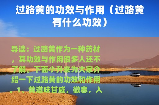 过路黄的功效与作用（过路黄有什么功效）