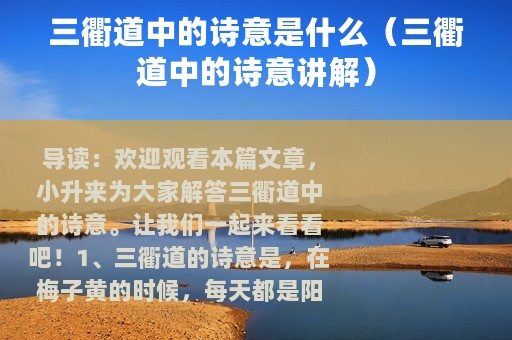 三衢道中的诗意是什么（三衢道中的诗意讲解）