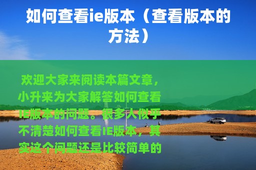 如何查看ie版本（查看版本的方法）