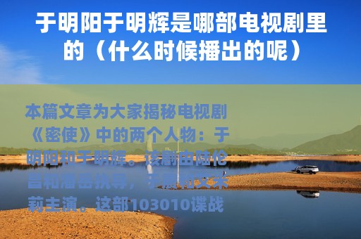 于明阳于明辉是哪部电视剧里的（什么时候播出的呢）