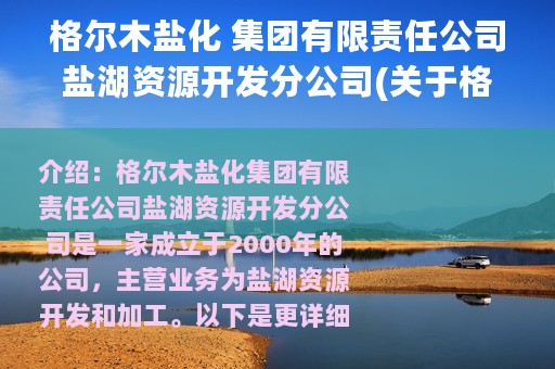 格尔木盐化 集团有限责任公司盐湖资源开发分公司(关于格尔木盐化 集团有限责任公司盐湖资源开发分公司的简介)