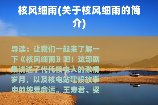 核风细雨(关于核风细雨的简介)