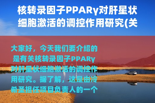 核转录因子PPARγ对肝星状细胞激活的调控作用研究(关于核转录因子PPARγ对肝星状细胞激活的调控作用研究的简介)