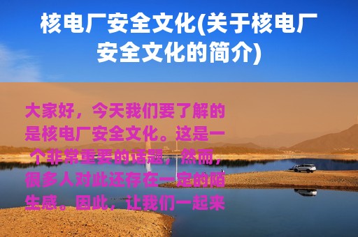核电厂安全文化(关于核电厂安全文化的简介)