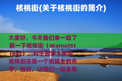 核桃街(关于核桃街的简介)