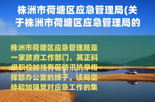 株洲市荷塘区应急管理局(关于株洲市荷塘区应急管理局的简介)