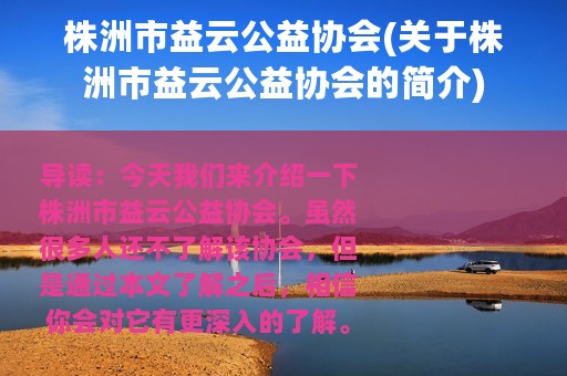 株洲市益云公益协会(关于株洲市益云公益协会的简介)