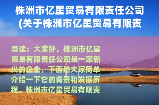 株洲市亿星贸易有限责任公司(关于株洲市亿星贸易有限责任公司的简介)