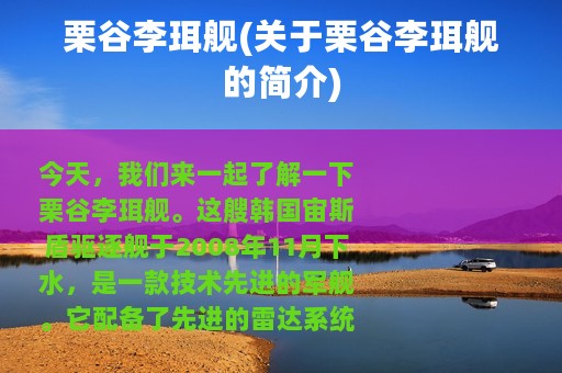栗谷李珥舰(关于栗谷李珥舰的简介)