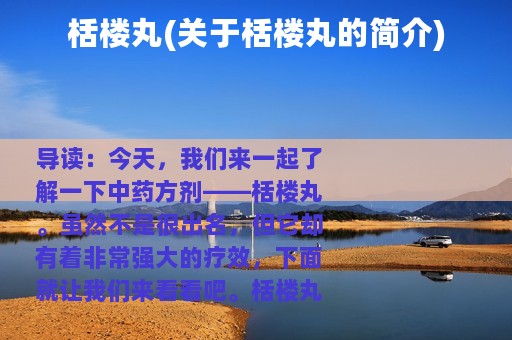 栝楼丸(关于栝楼丸的简介)