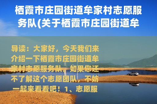 栖霞市庄园街道牟家村志愿服务队(关于栖霞市庄园街道牟家村志愿服务队的简介)