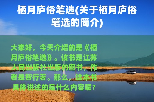 栖月庐俗笔选(关于栖月庐俗笔选的简介)