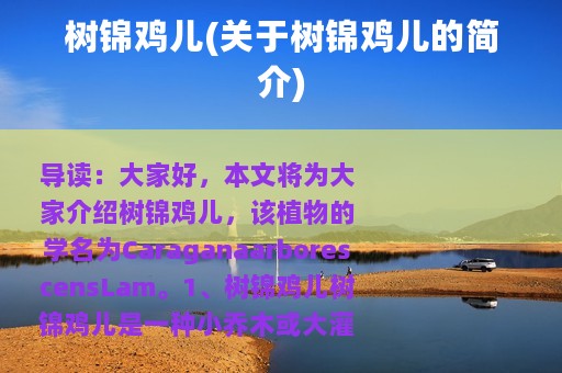 树锦鸡儿(关于树锦鸡儿的简介)