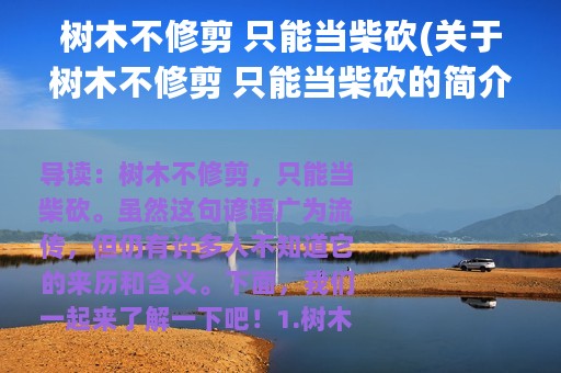 树木不修剪 只能当柴砍(关于树木不修剪 只能当柴砍的简介)
