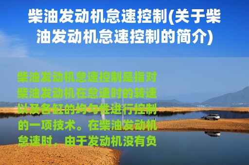 柴油发动机怠速控制(关于柴油发动机怠速控制的简介)