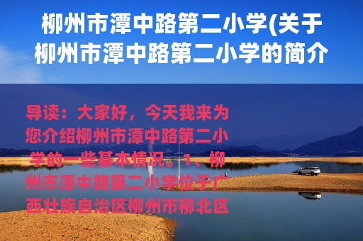 柳州市潭中路第二小学(关于柳州市潭中路第二小学的简介)