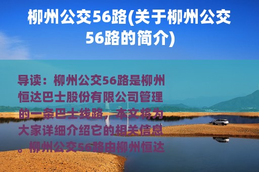 柳州公交56路(关于柳州公交56路的简介)