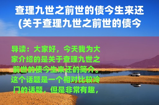 查理九世之前世的债今生来还(关于查理九世之前世的债今生来还的简介)
