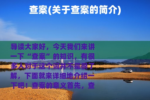 查案(关于查案的简介)