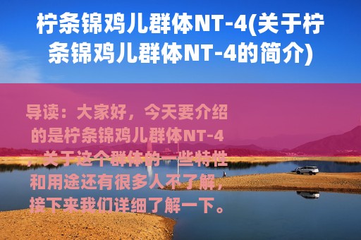 柠条锦鸡儿群体NT-4(关于柠条锦鸡儿群体NT-4的简介)