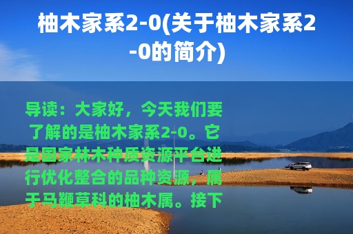 柚木家系2-0(关于柚木家系2-0的简介)