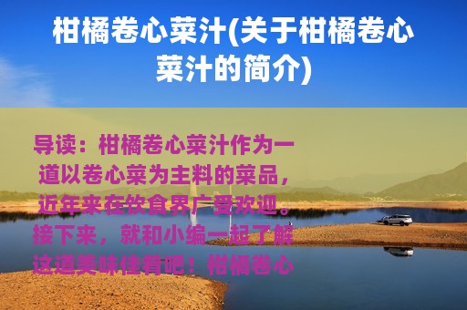 柑橘卷心菜汁(关于柑橘卷心菜汁的简介)